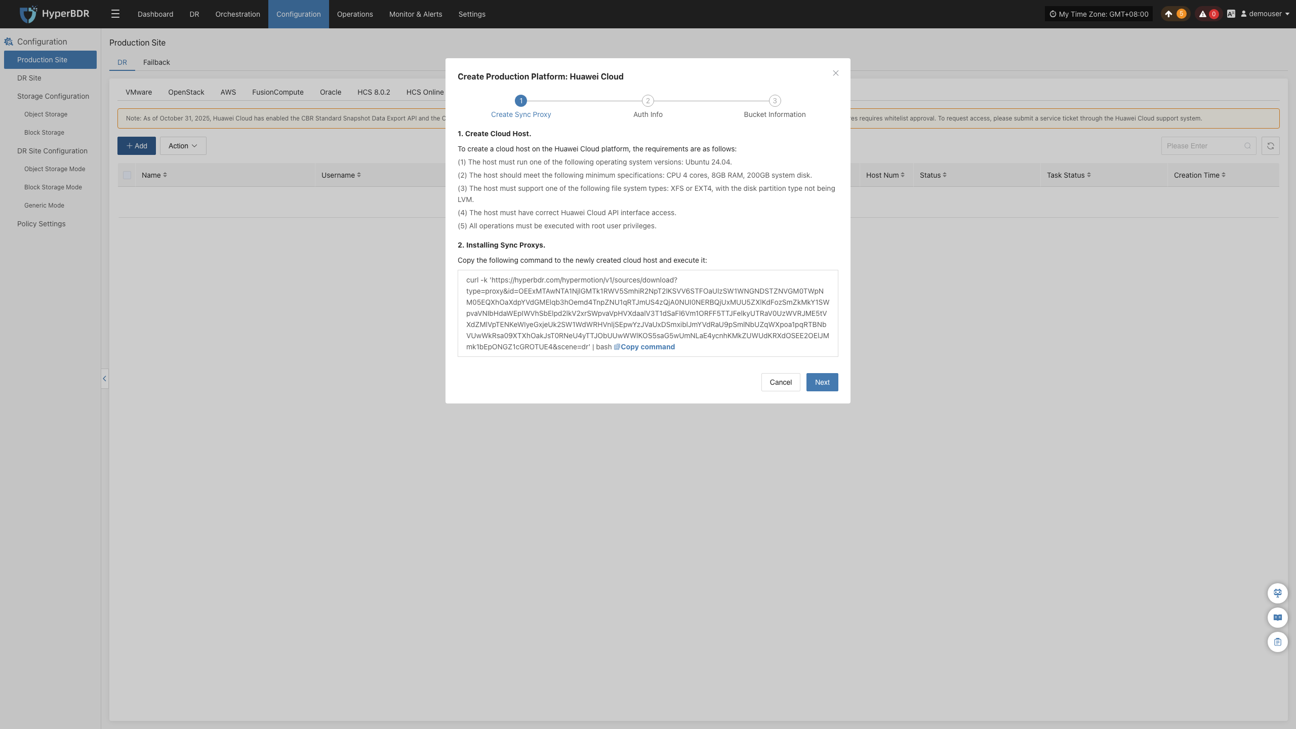 config-productionsite-dr-huawei-cloud-add