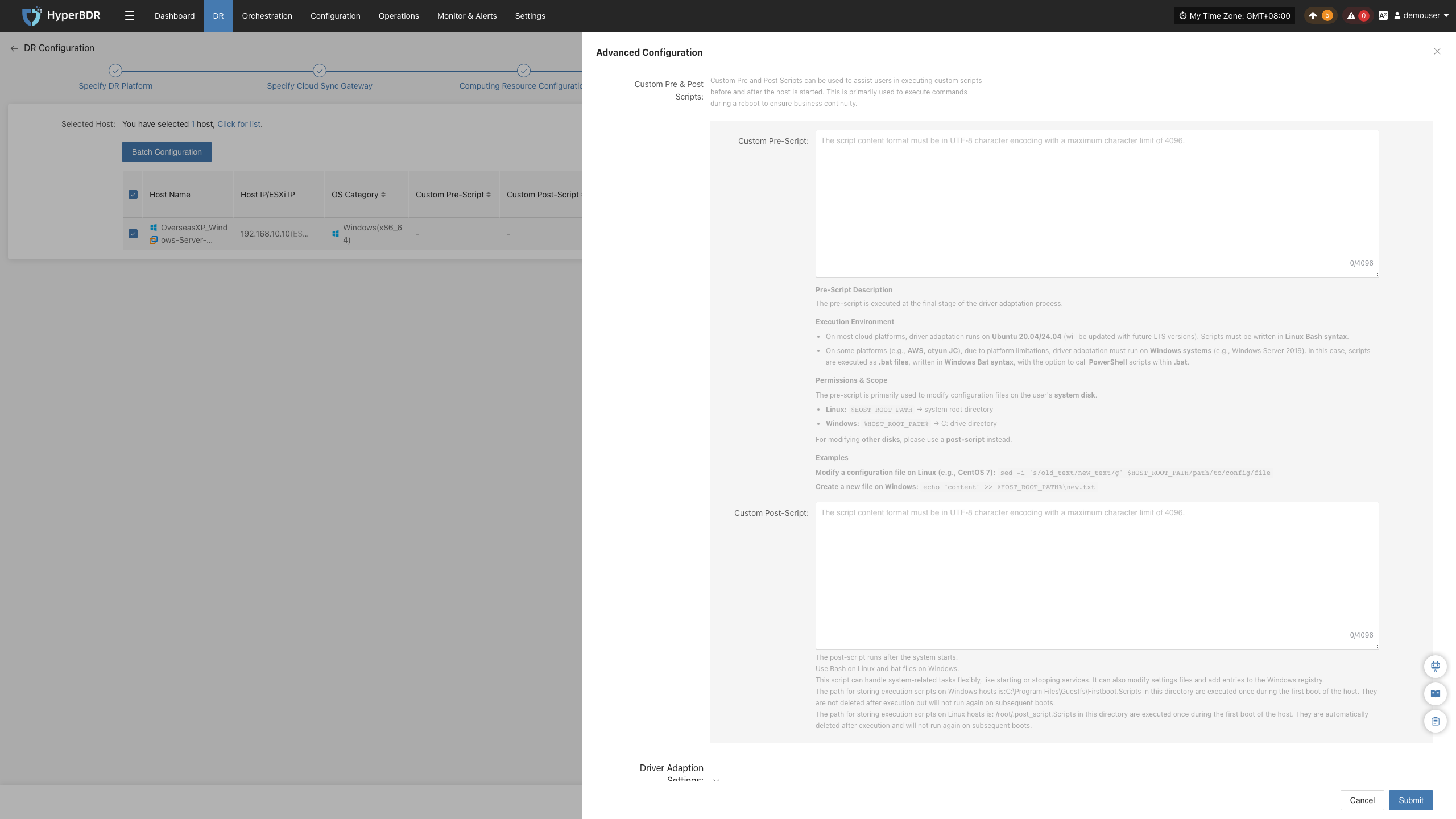 dr-setupdr-block-advanced-configuration